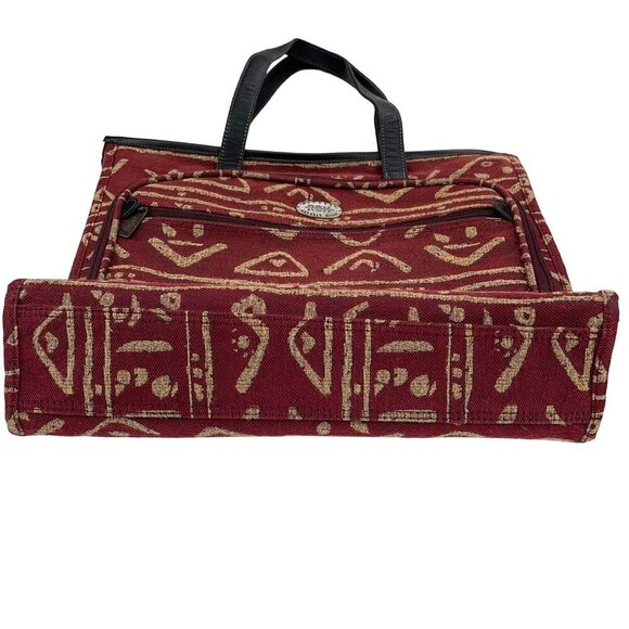 Ricardo Beverly Hills Rust Orange Tribal Print Cotton Blend Shoulder Tote Bag - Picture 3 of 8